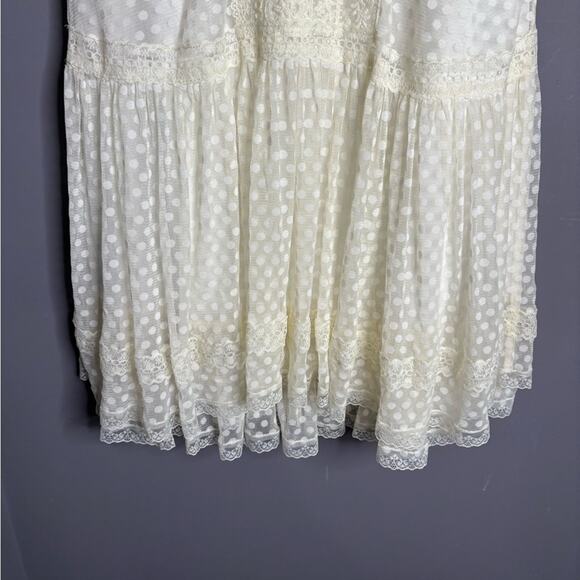 A’Reve White Sleeveless Drop Waist Ruffle Dress Size Small - Picture 3 of 6